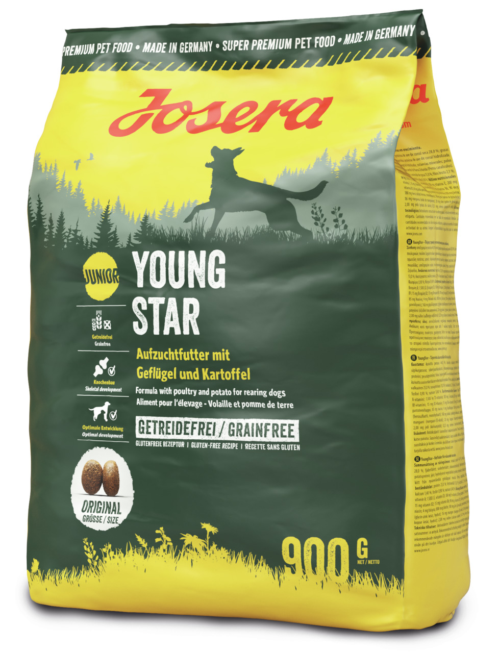 Josera YoungStar, getreidefreies Aufzuchtfutter für junge Hunde, Geflügel & Kartoffel, 900 g, fördert Entwicklung & Knochenbau.