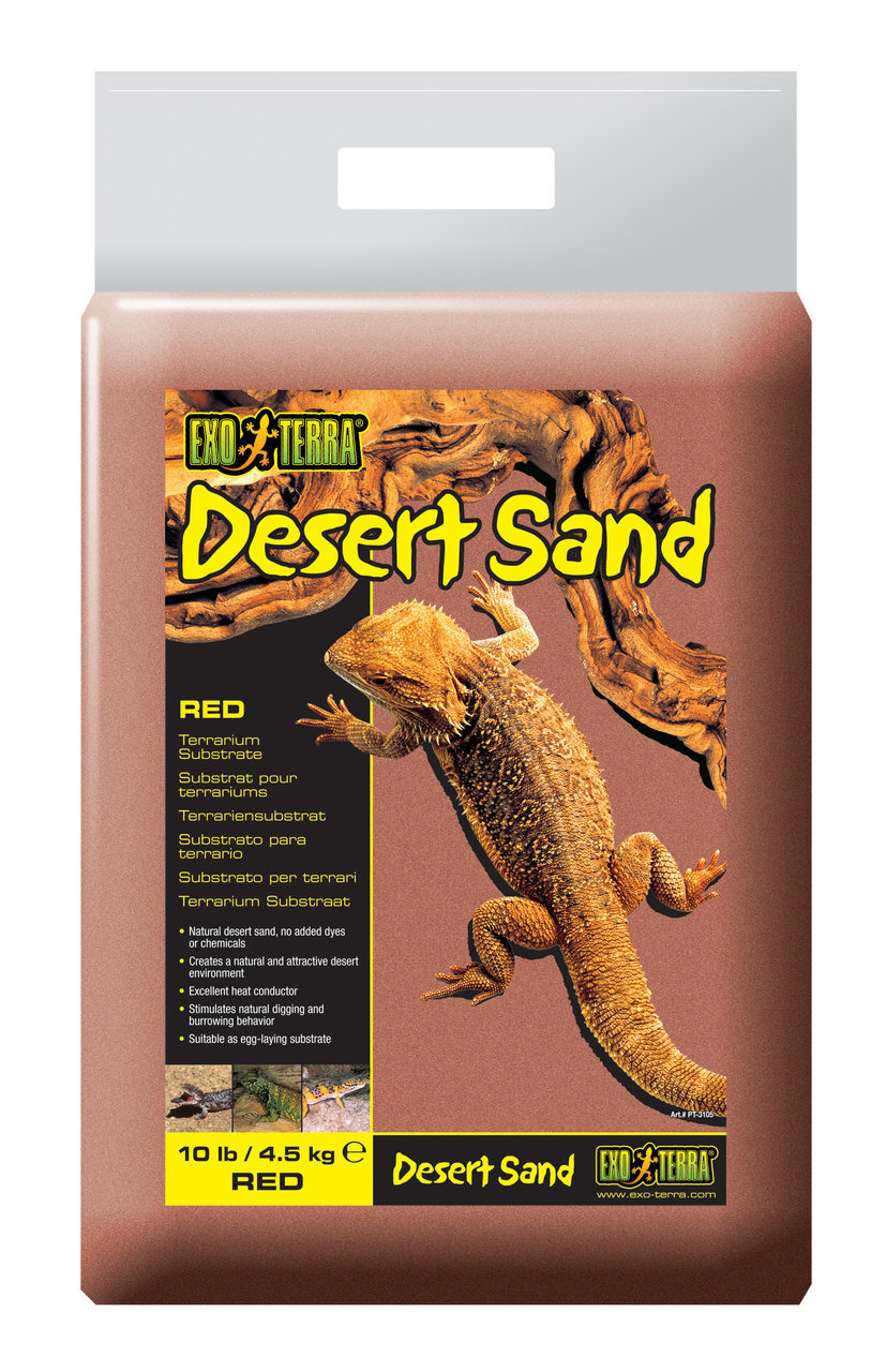 Exo Terra Desert Sand Red, 4,5 kg: Natürl. roter Wüstensand f. Reptilien, fördert Grab--Verhaltensmuster, ohne Farbstoffe-Chemikalien.