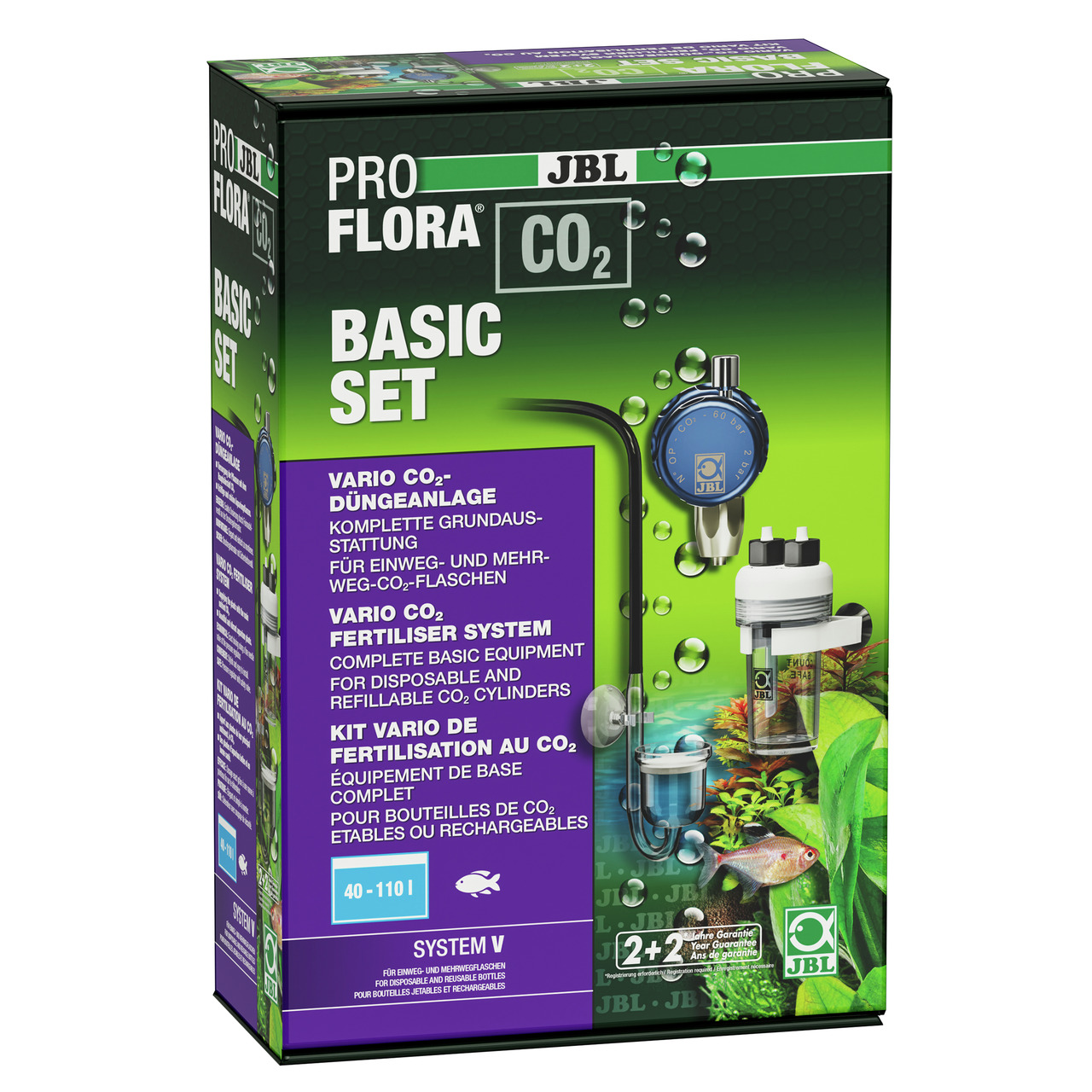 JBL ProFlora CO2 Basic Set: CO2-Düngesystem für Aquarien (40-110 l), inkl. Druckminderer, Schlauch, Diffusor. Für gesunde Pflanzen.