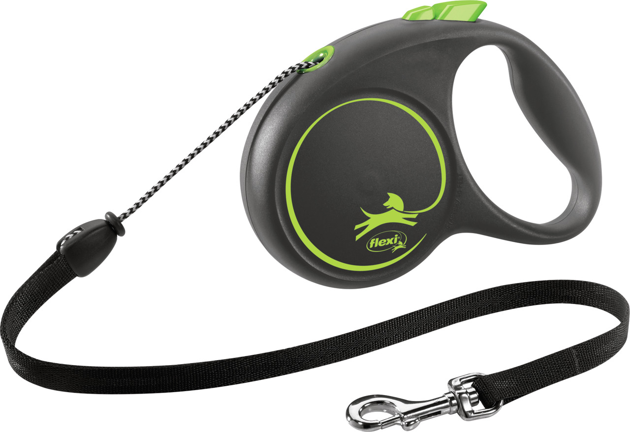 Flexi New Classic Rollleine, ergonom. Griff, stabiler Karabiner, für Hunde, schwarz-grün, einfache Handhabung, Marke: Flexi.