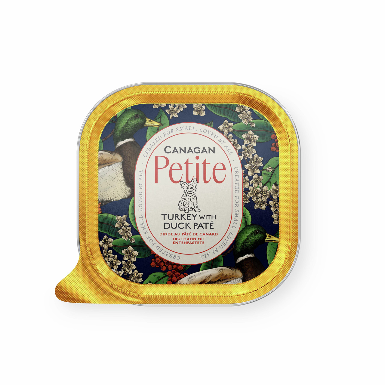 Canagan Petite Turkey w- Duck Paté, Nassfutter f. kl. Hunde, Geschm.: Truthahn+Entenpastete, 85 g, elegantes Design m. goldenen Akzenten.