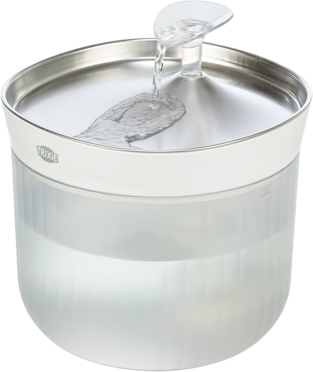 TRIXIE Trinkbrunnen für Katzen und Hunde, automatischer Wasserspender in Weiß mit fließendem Wasser, 2,5 l.