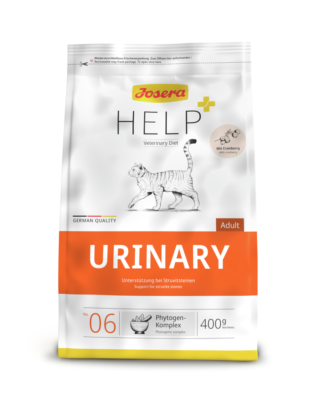 Josera Help Urinary, Spezialfutter f. ausgew. Katzen, Cranberry, 400 g, unterstützt bei Struvitsteinen, „German Quality“.