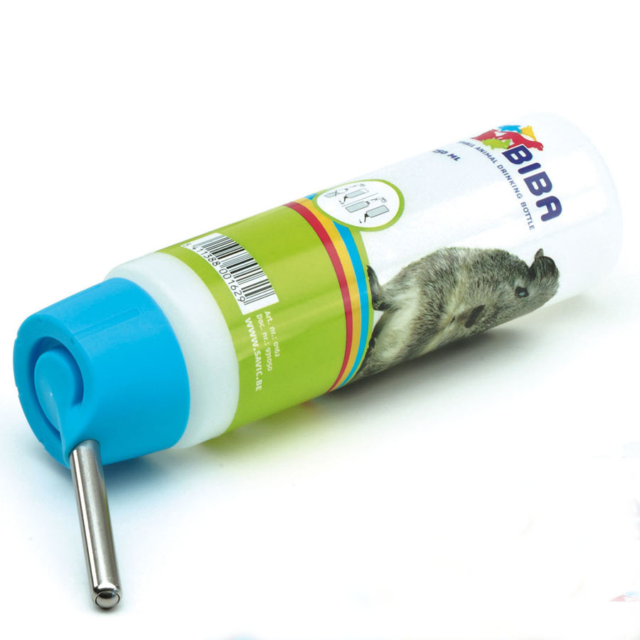 SAVIC Nagertränke „Biba“ für Kleintiere (Hamster, Meerschweinchen), 500 ml, blauer Schraubverschluss, Metalltrinkdüse, leicht zu reinigen.