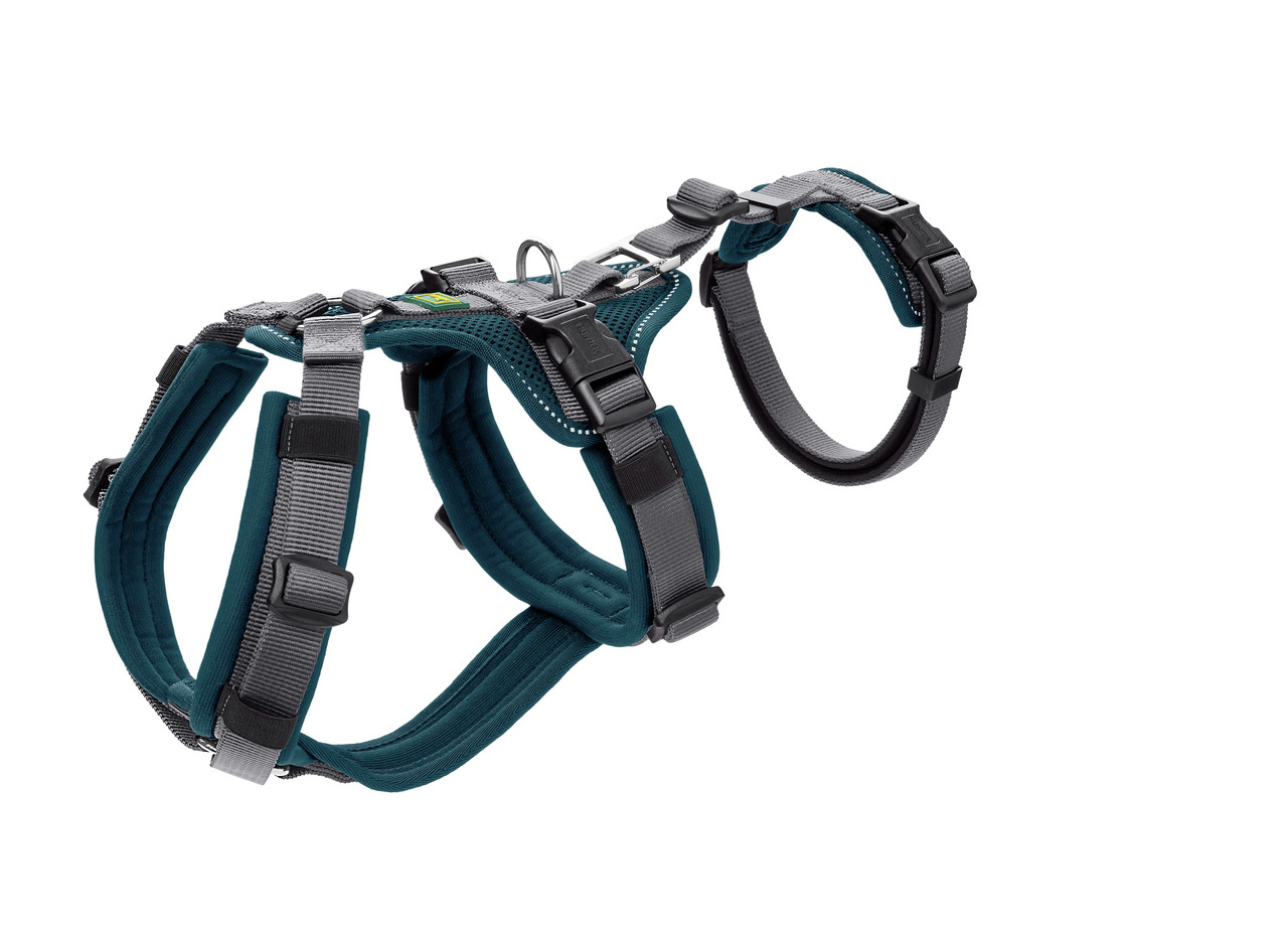 HUNTER Geschirr "Divo" für Hunde, Petrol, ergonomisch, gepolstert, verstellbar, reflektierend, Metallring, für alle Größen.