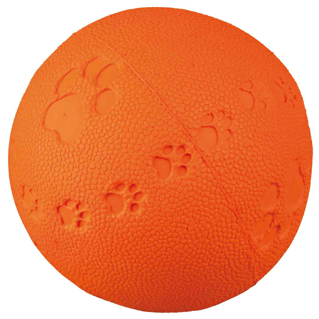 TRIXIE Hundespielball, Ø 6 cm, robust, mit Pfotenprägung, ideal für Apportierspiele, interaktive Beschäftigung, orange.