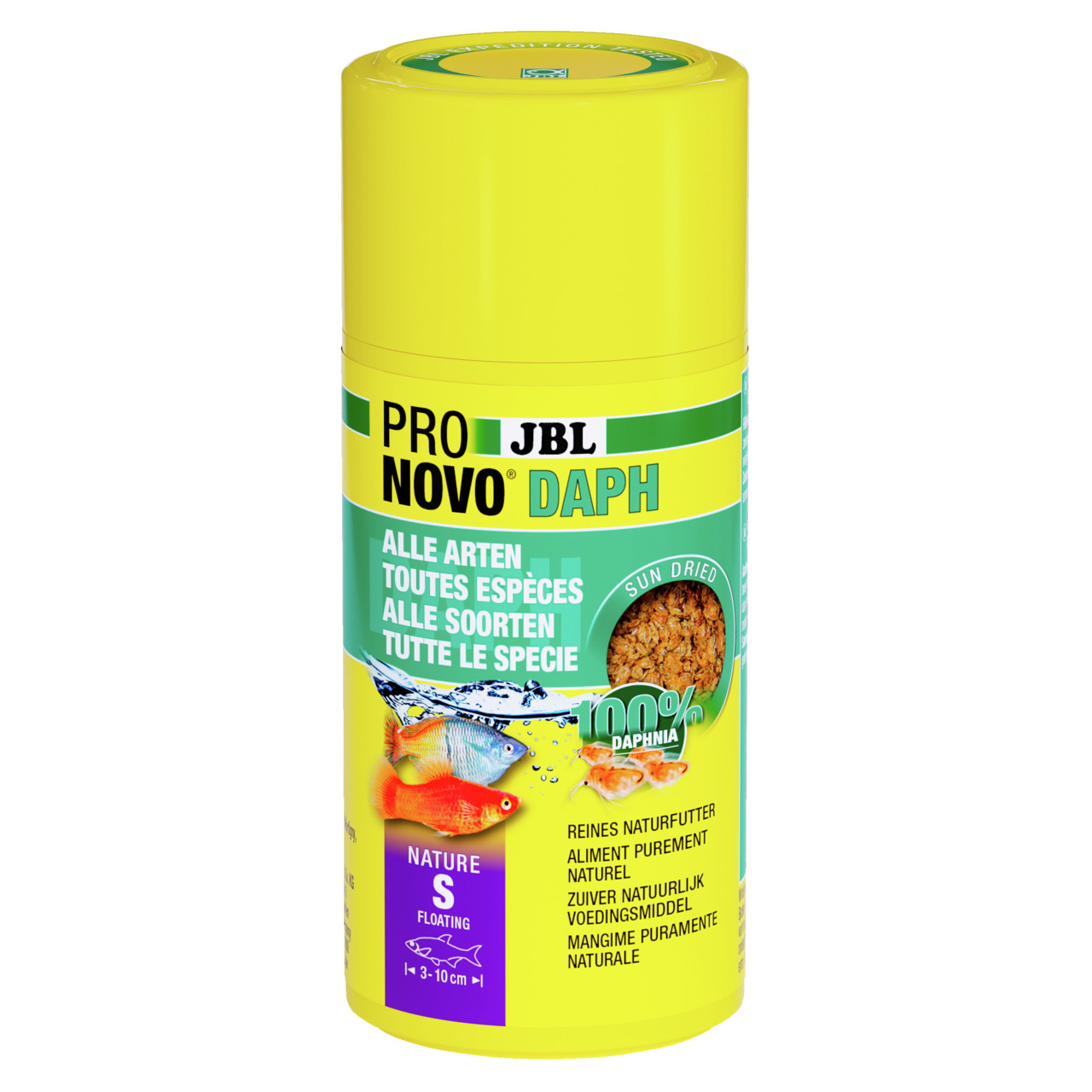 JBL ProNovo Daph, Naturfutter f. Zierfische (3–10 cm), 100 % sonnengetr. Daphnien, schwimmend, 125 ml.