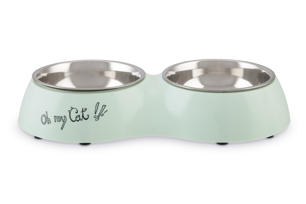 Beeztees Doppelnapf Oh my Cat 160 ml 27 cm mint