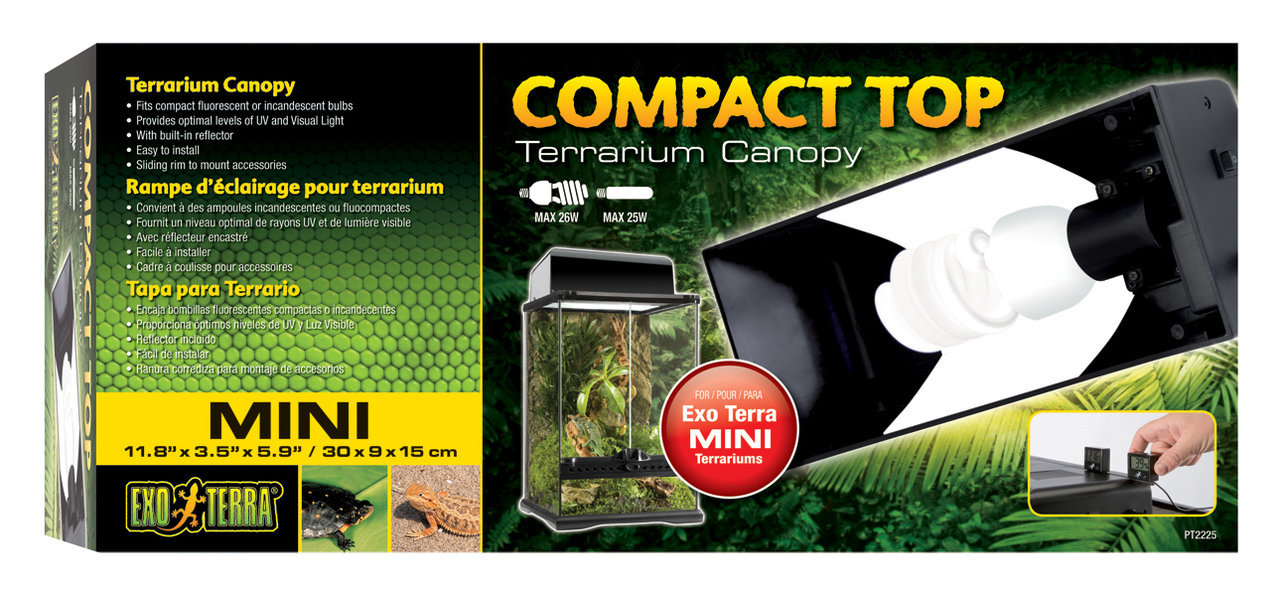 Exo Terra Compact Top Mini (30x9x15cm), Beleuchtungseinheit für Terrarien, für kompakte Lampen, optimale UV- & Lichtwerte.