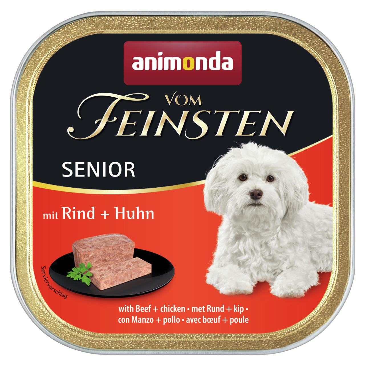animonda Vom Feinsten Senior, Hundefutter für ältere Hunde, Rind & Huhn, 150 g, mit leckerem Geschmack für anspruchsvolle Vierbeiner.