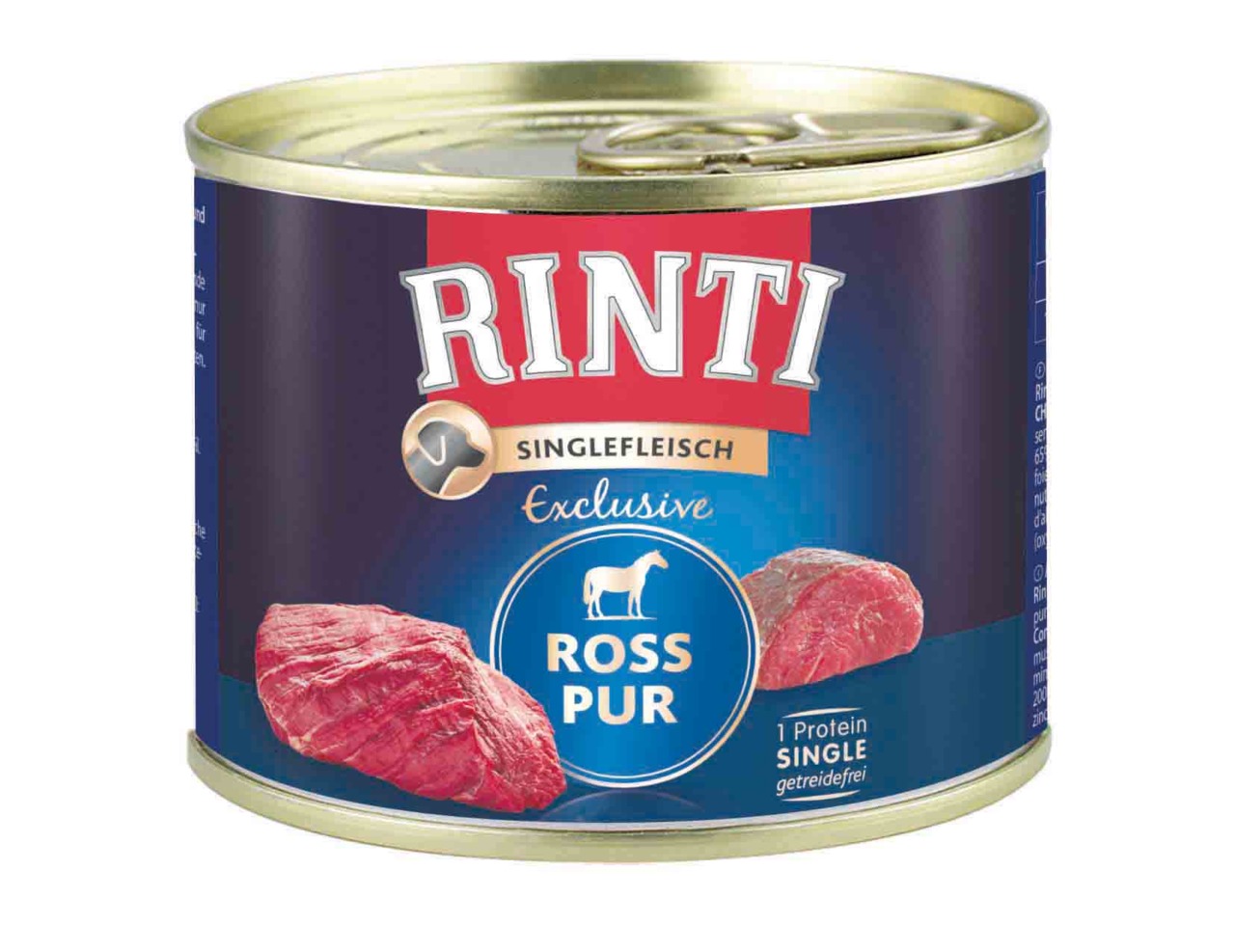 RINTI Singlefleisch Exclusive Ross Pur, Nassfutter f. Hunde, getreidefrei, Pferdefleisch, 400 g, einzige Proteinquelle.