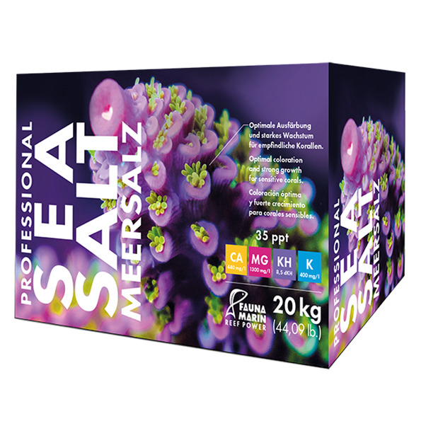 FAUNA MARIN Professional Sea Salt Meersalz, 20 kg, für empfindl. Korallen, fördert Ausfärbung & Wachstum, Werte: CA 440, MG 1300, KH 8,5, K 400.