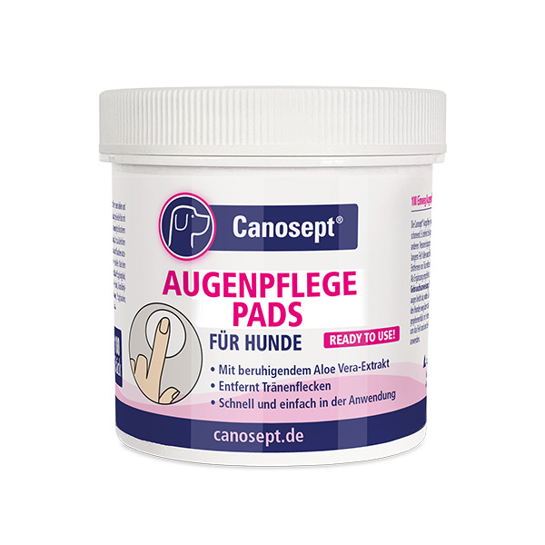 Canosept Augenpflege Pads f. Hunde, mit Aloe Vera, entfernt Tränenflecken, einfach anzuwenden, 100 Pads, „Ready to use!“.