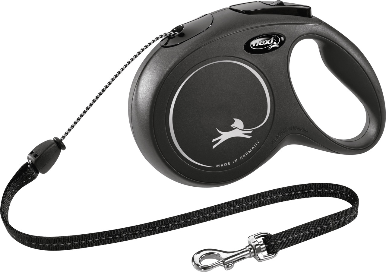 Flexi Classic Compact Rollleine für kleine-mittelgr. Hunde, ergonom. Griff, robuste Schnur, Karabiner, Made in Germany.