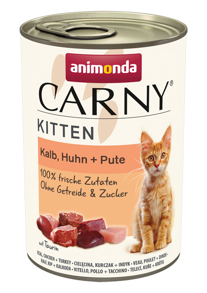 Animonda Carny Kitten Kalb, Huhn + Pute Katzen Nassfutter 400 g