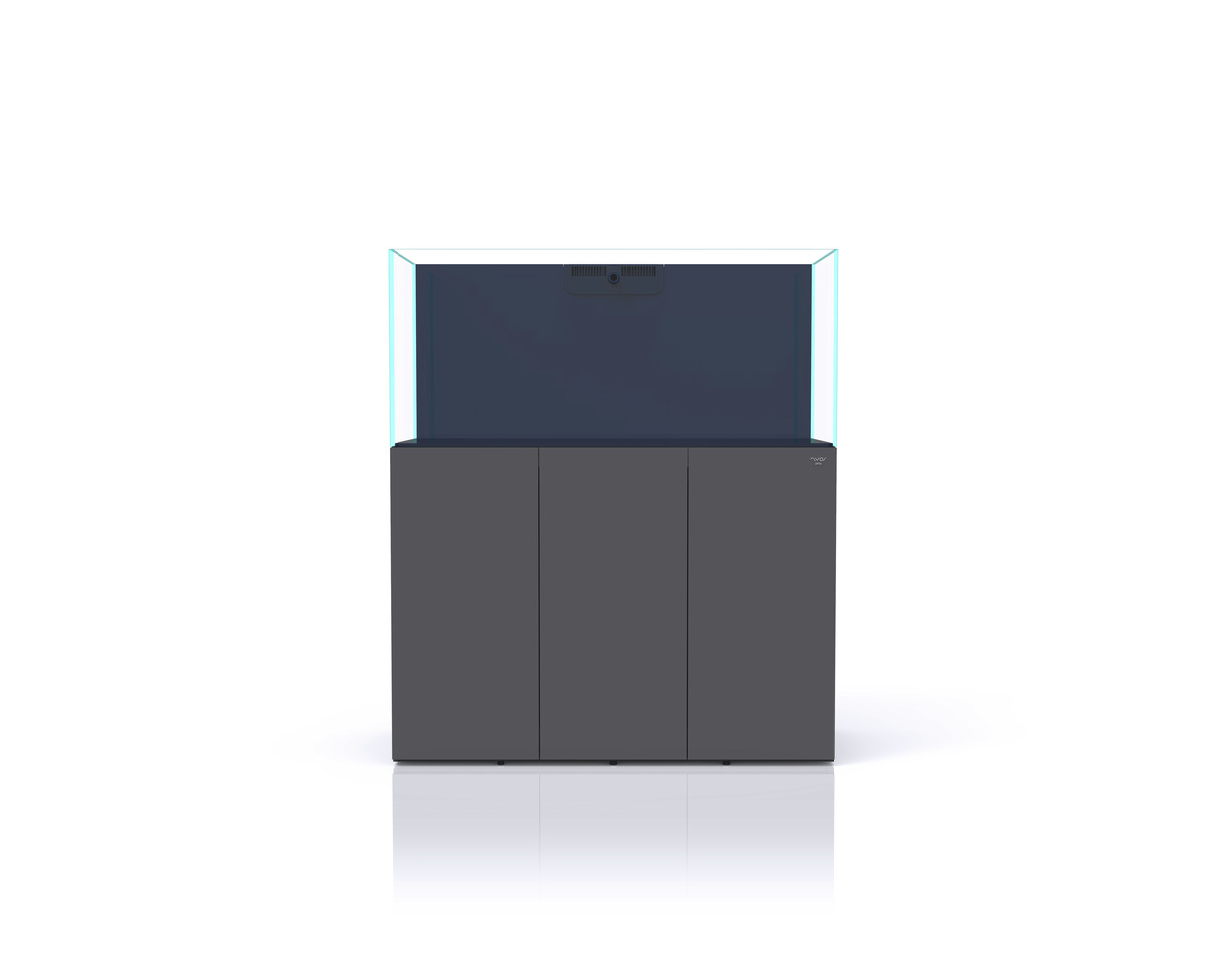 Nyos Opus 300 Aquarium, 300 l, für Salzwasserfische & Korallen, kl. Glas, mod. dunkelgrauer Unterschrank, minimal. & elegant.