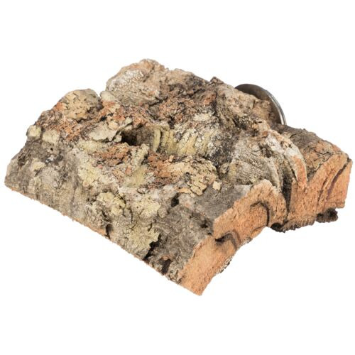 Ein rechteckiges Stück Korkrinde der Marke TRIXIE, geeignet für Reptilien und Kleintiere. Das Produkt dient als natürlicher Unterschlupf oder Kletterelement im Terrarium. Die strukturierte Oberfläche bietet Tieren Halt und Versteckmöglichkeiten. Maße und 