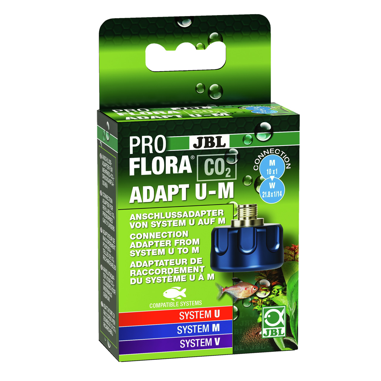 JBL ProFlora CO2 Adapt U-M, Adapter für CO2-Systeme, Zielgr. Aquarienbesitzer, verbindet System U mit M, grüne Verpackung.