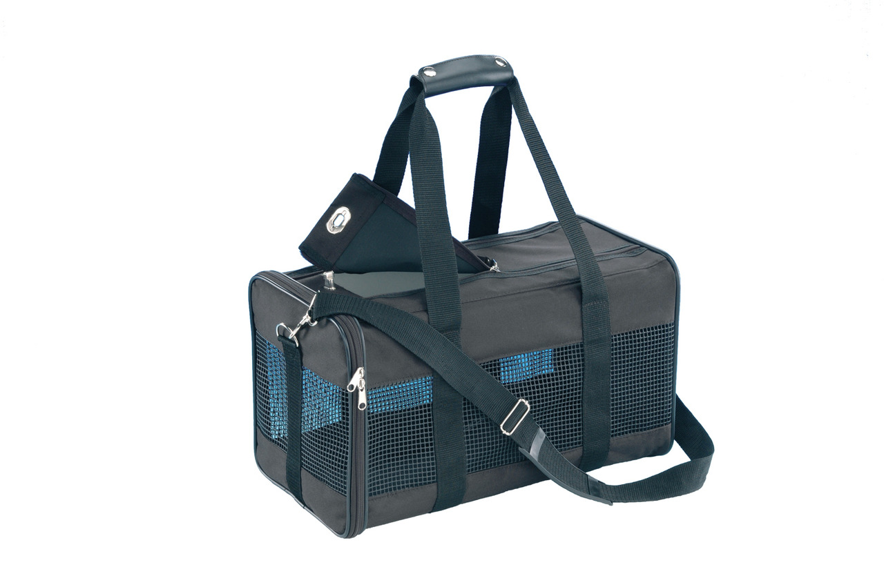 Nobby Transporttasche "Riva" für kleine Hunde-Katzen, Netzfenster, Schultergurt, Tragegriffe, ideal für Reisen, ca. 45x25x28 cm.