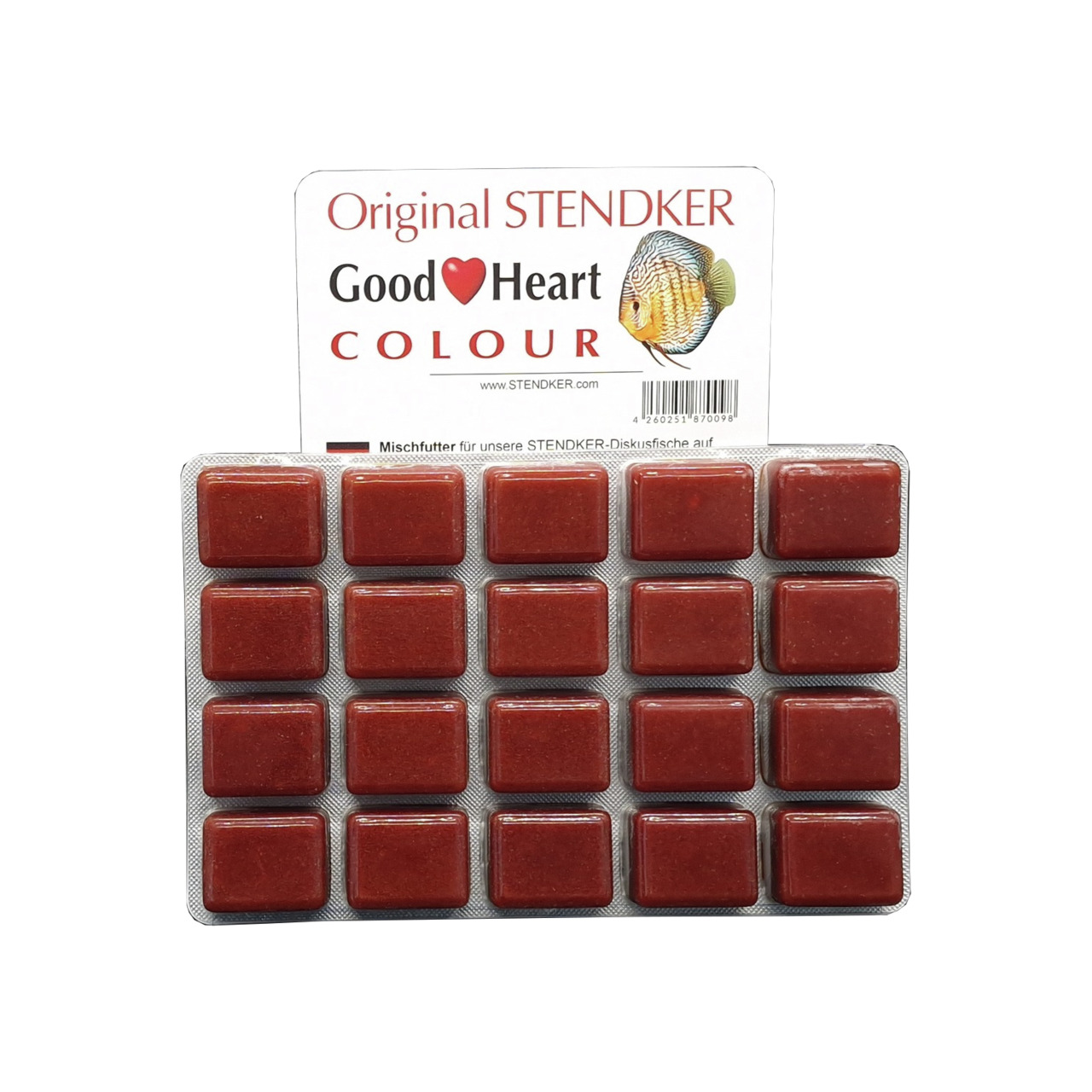 Original Stendker Good Heart Colour, Mischfutter f. Diskusfische, 24 rote Würfel, fördert Farbintensität & Gesundheit.