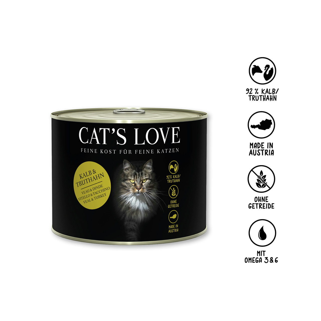 Sparpaket 6 x 200 g Cat's Love Adult Kalb & Truthahn Katzen Nassfutter