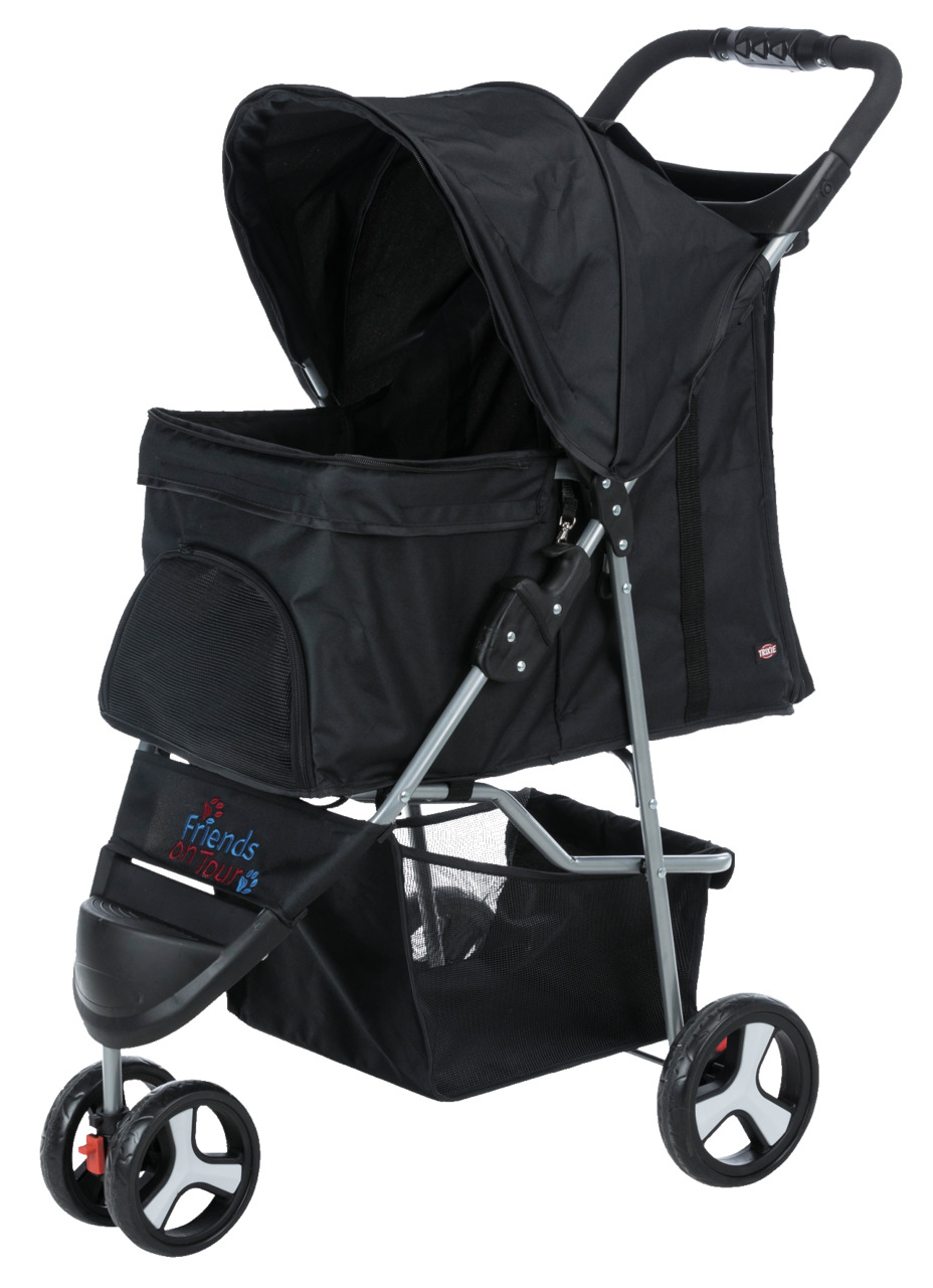 TRIXIE Haustier-Buggy „Friends on Tour“ f. kl. Hunde-Katzen, Verdeck, Netzfenster, Stauraum, ideal f. ältere-verletzte Tiere.