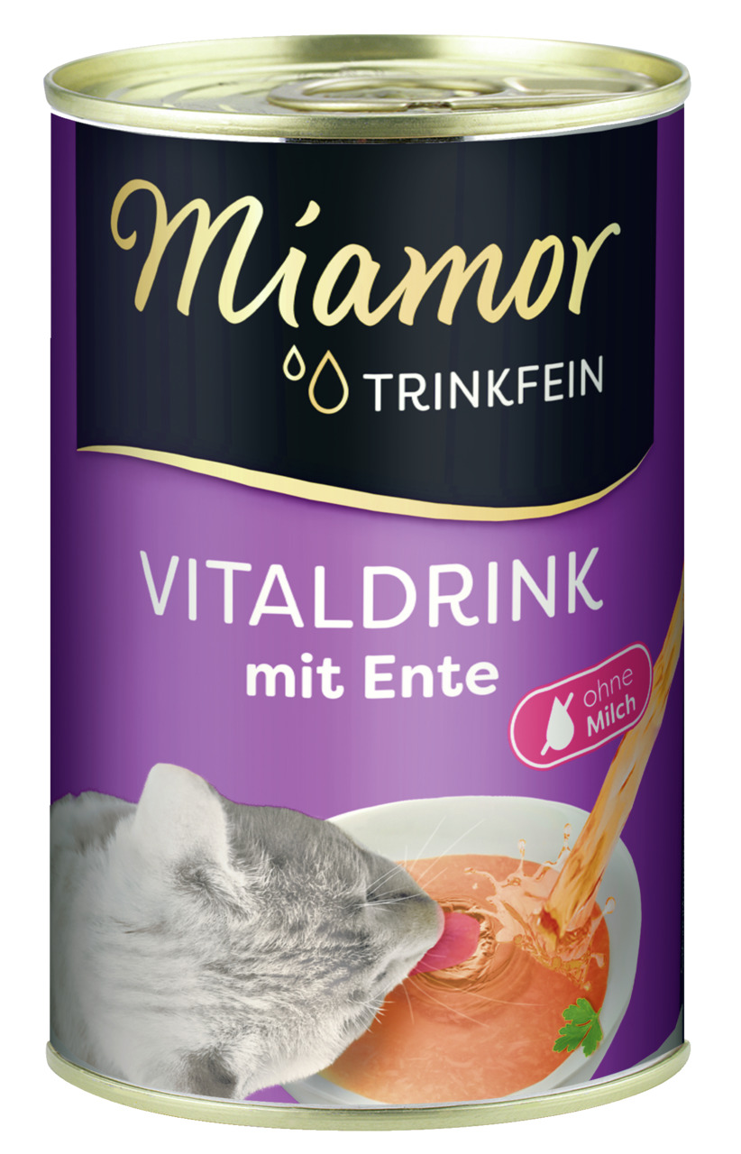 Miamor Trinkfein Vitaldrink mit Ente, Ergänzungsfuttermittel für Katzen, ohne Milch, 125 ml.