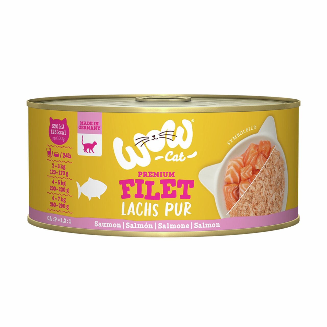 WOW CAT Premium Filet Lachs Pur, Katzenfutter, 70 g, hochwertig & natürlich, Geschmacksrichtung: Lachs.