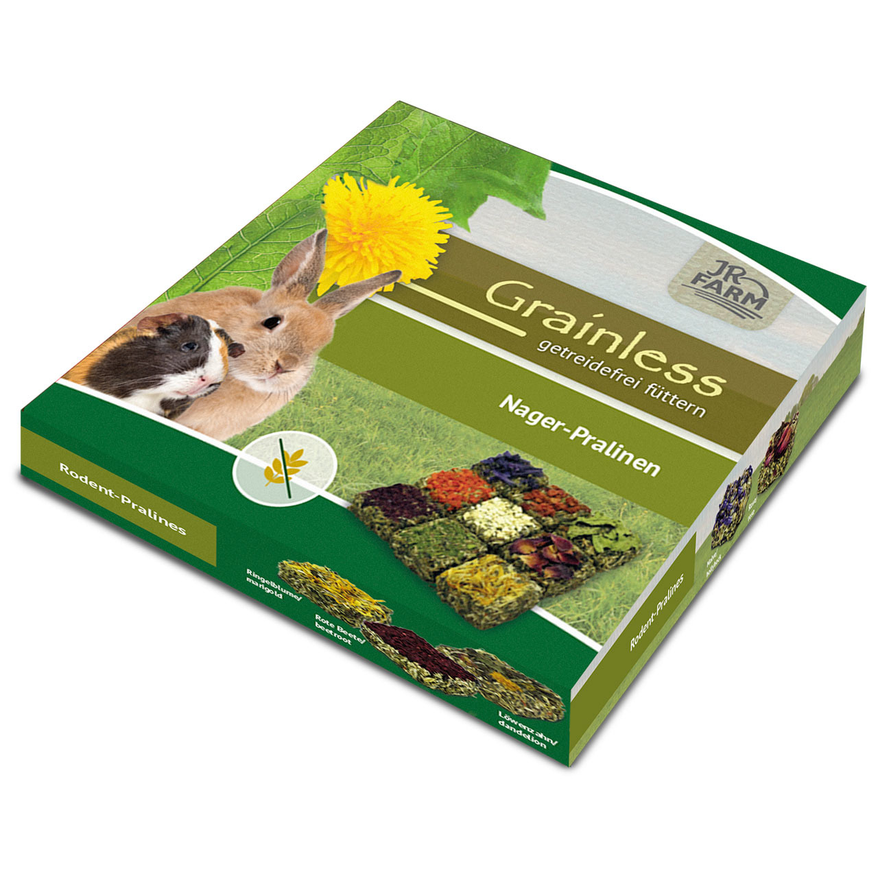 JR FARM Grainless Nager-Pralinen: Getreidefreie Snacks für Kaninchen & Meerschweinchen, versch. Sorten, natürliche Zutaten.