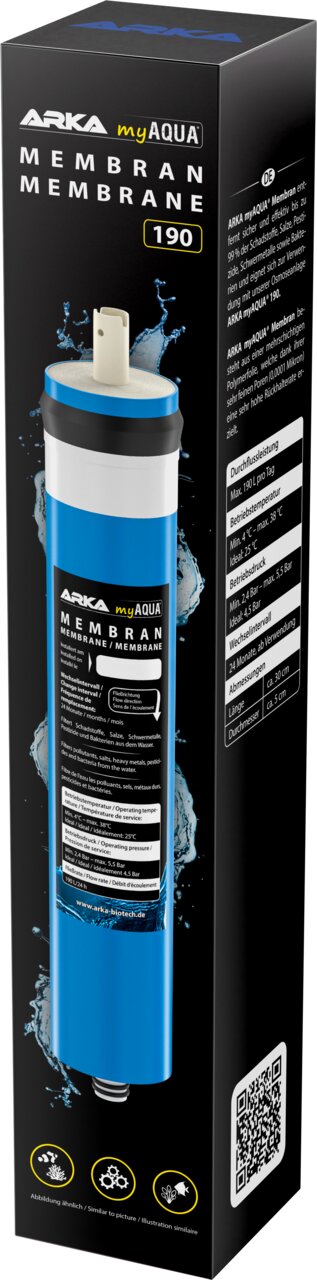 ARKA myAQUA Membrane 190 Osmosemembran für Aquaristik, Filterkartusche für Aquarium, hohe Leistung, 190 GPD, 1 Stück
