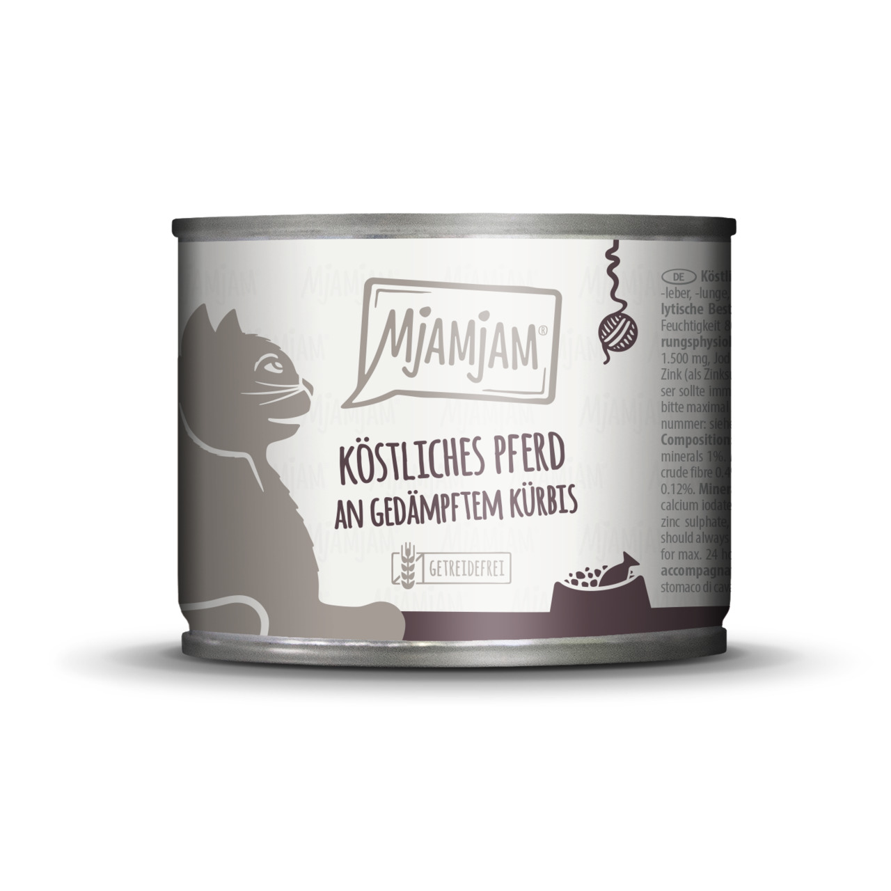 Mjamjam Katzenfutter, Köstliches Pferd an gedämpftem Kürbis, getreidefrei, 400 g, für Katzen.