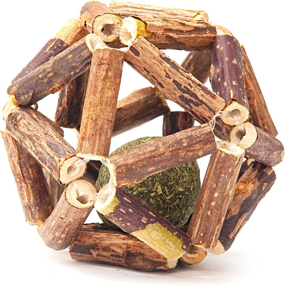 Aumüller Spielzeug für Kaninchen/Nagetiere: Ball aus Weidenholz mit Kräuterrolle, fördert Zahnpflege & Beschäftigung.