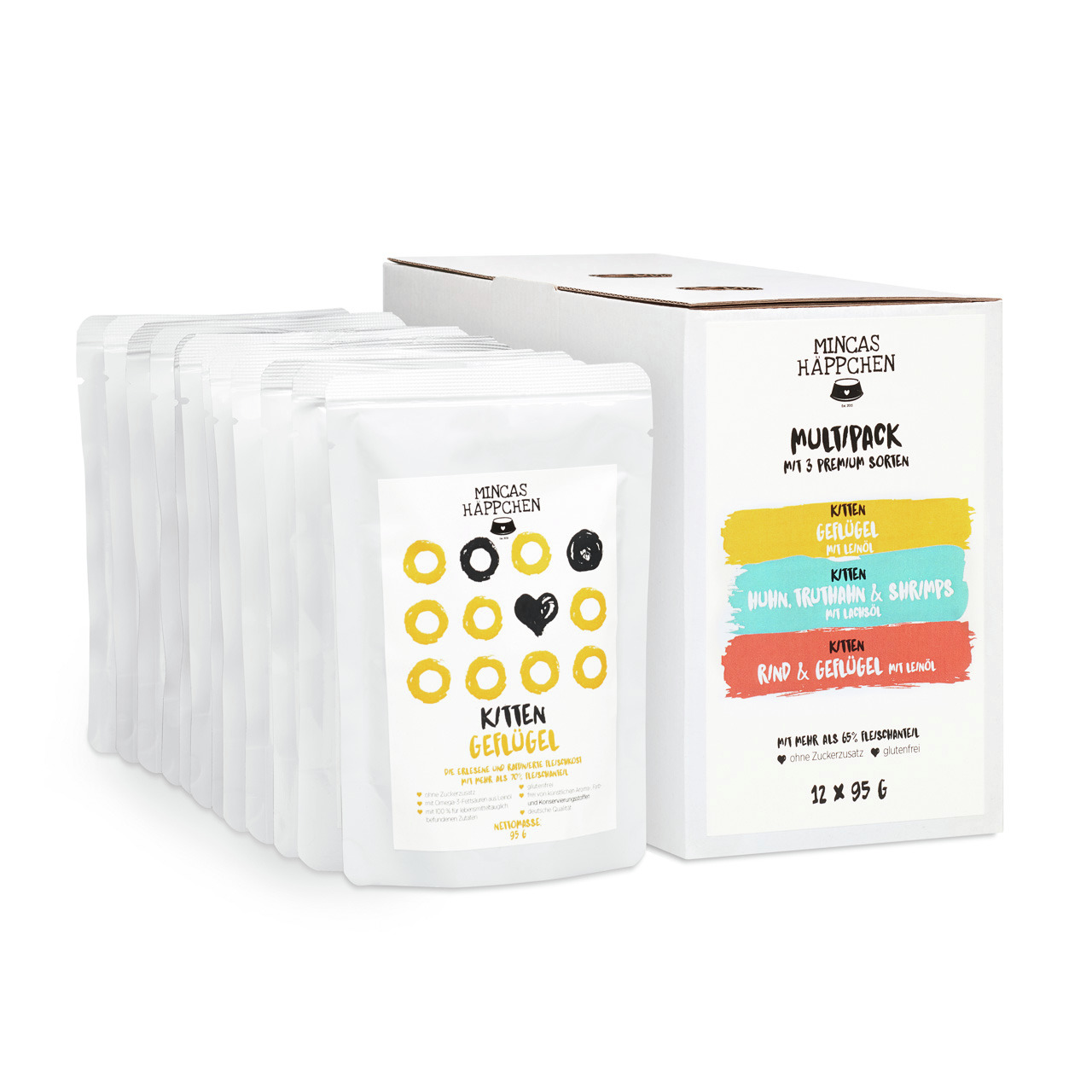 Defu Mincas Häppchen Bio-Nassfutter für ausgewachsene Katzen, Geschmacksrichtung Huhn, 200 g, Bio-Qualität.