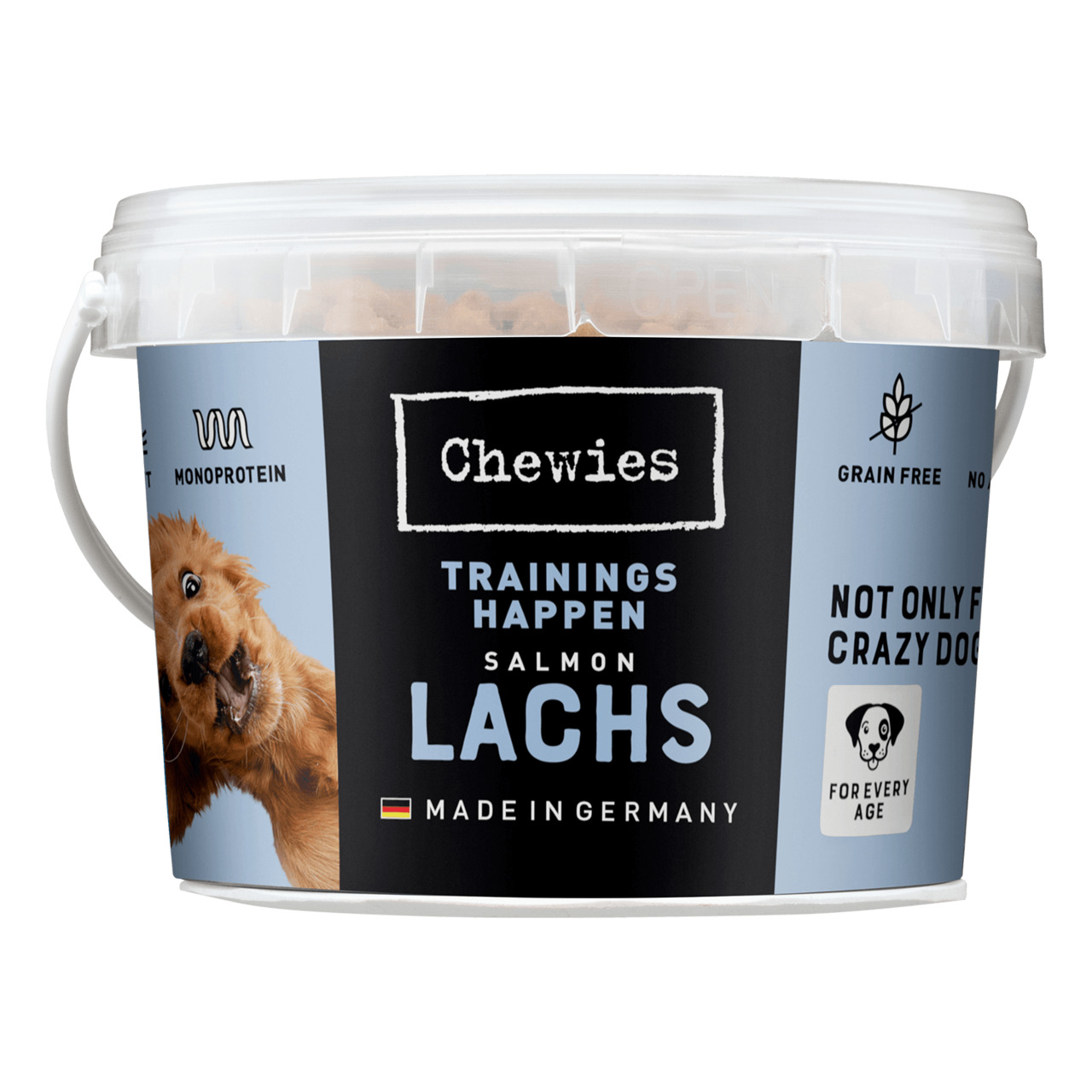 Chewies Trainingshappen Lachs, Monoprotein-Hundeleckerli, getreidefrei, für alle Altersgruppen, 150g, in Deutschland hergestellt.