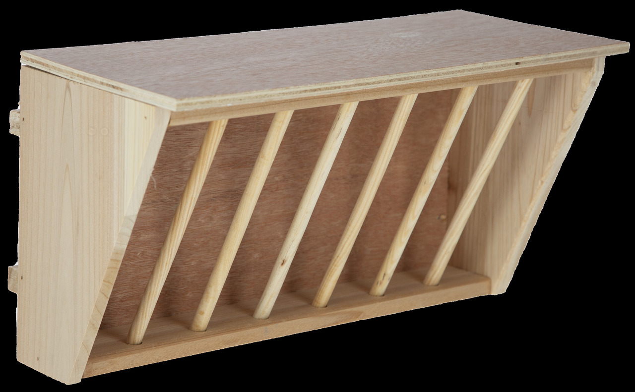 KERBL Holz-Heuraufe für Kaninchen & Meerschweinchen, hygienisch, platzsparend, artgerecht, robust, naturbelassen, Innen--Außenbereich.