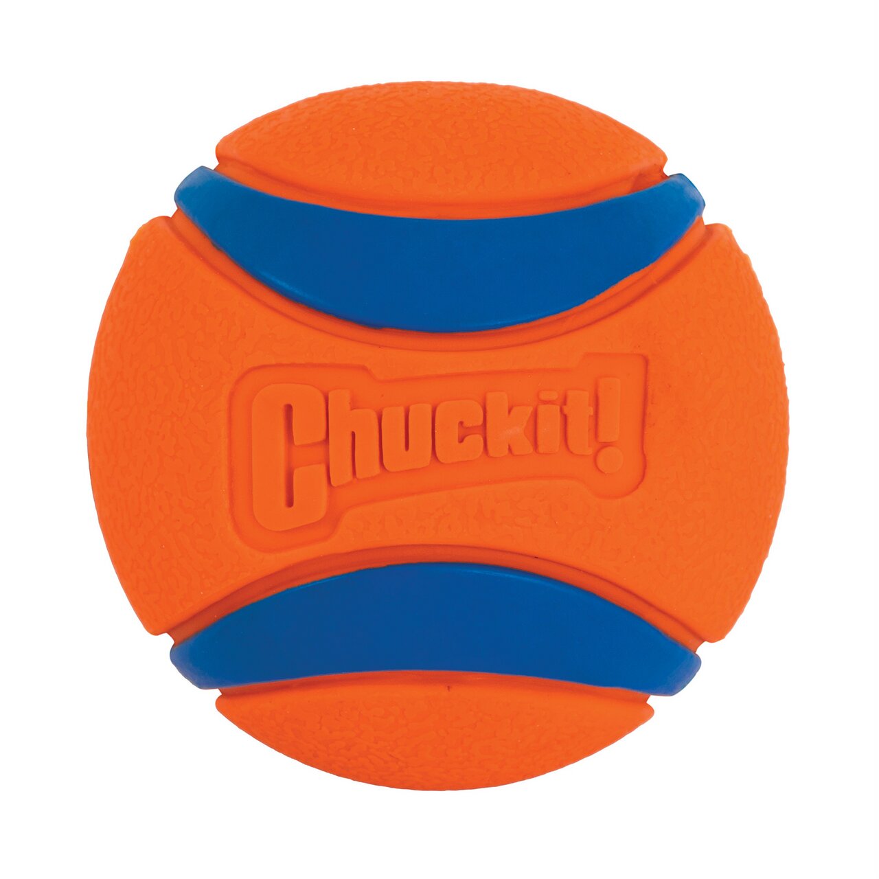 Chuckit! Ultra Ball, robustes Hundespielzeug, für aktive Hunde, Orange-Blau, schwimmfähig, fördert Bewegung & Spielspaß, Größe sichtbar.