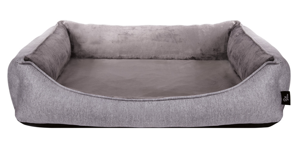 Hundebett Allpets, grau, für Hunde aller Größen, weiches Plüschmaterial, erhöhte Ränder, gemütlich & stilvoll.