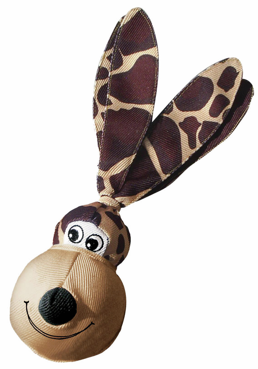 KONG „Scrunch Knots Giraffe“, Hundespielzeug, für alle Größen, Giraffendesign, robust, ohne Füllung, mit Quietscher, ideal für Kau-/Zerrspiele.