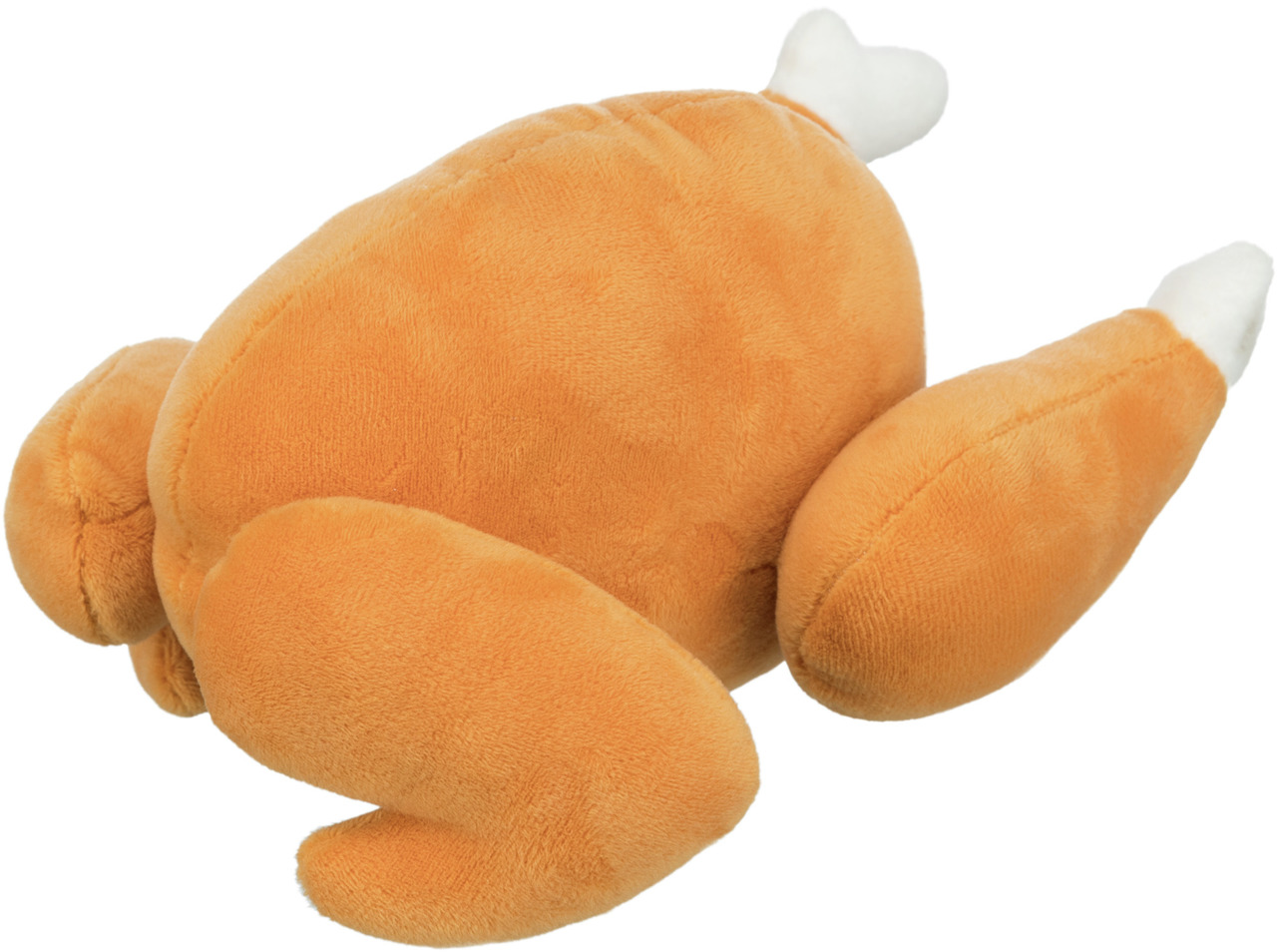 TRIXIE Hundespielzeug, gebratenes Hähnchen, für alle Hundegrößen, orange mit weißen Knochenenden, ideal zum Kuscheln & Spielen.