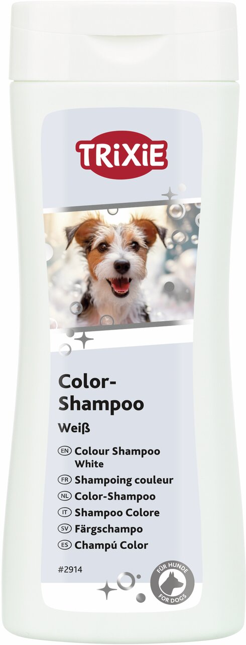 TRIXIE Color-Shampoo Weiß, für Hunde mit weißem Fell, sanfte Reinigung, betont Fellfarbe, strahlender Glanz, 250 ml.