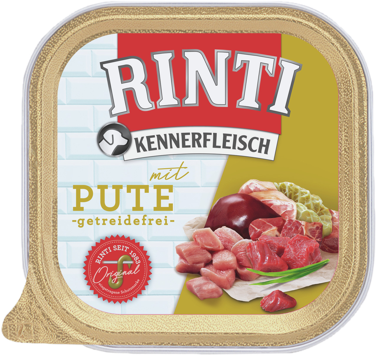 RINTI Kennerfleisch Pute, getreidefrei, für Hunde, mit Leber & Muskelfleisch, seit 1983 Qualität, 300 g.