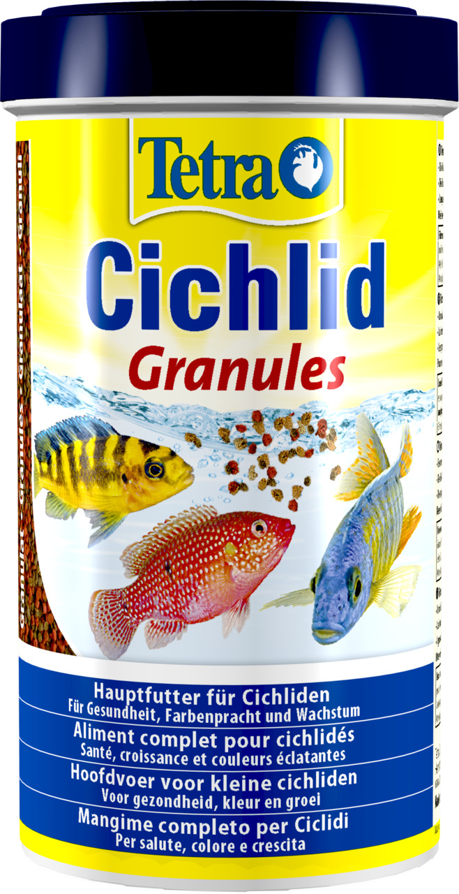 Tetra Cichlid Granules, Hauptfutter für Cichliden, fördert Gesundheit, Farben & Wachstum, 250 ml, für Aquarienfische.