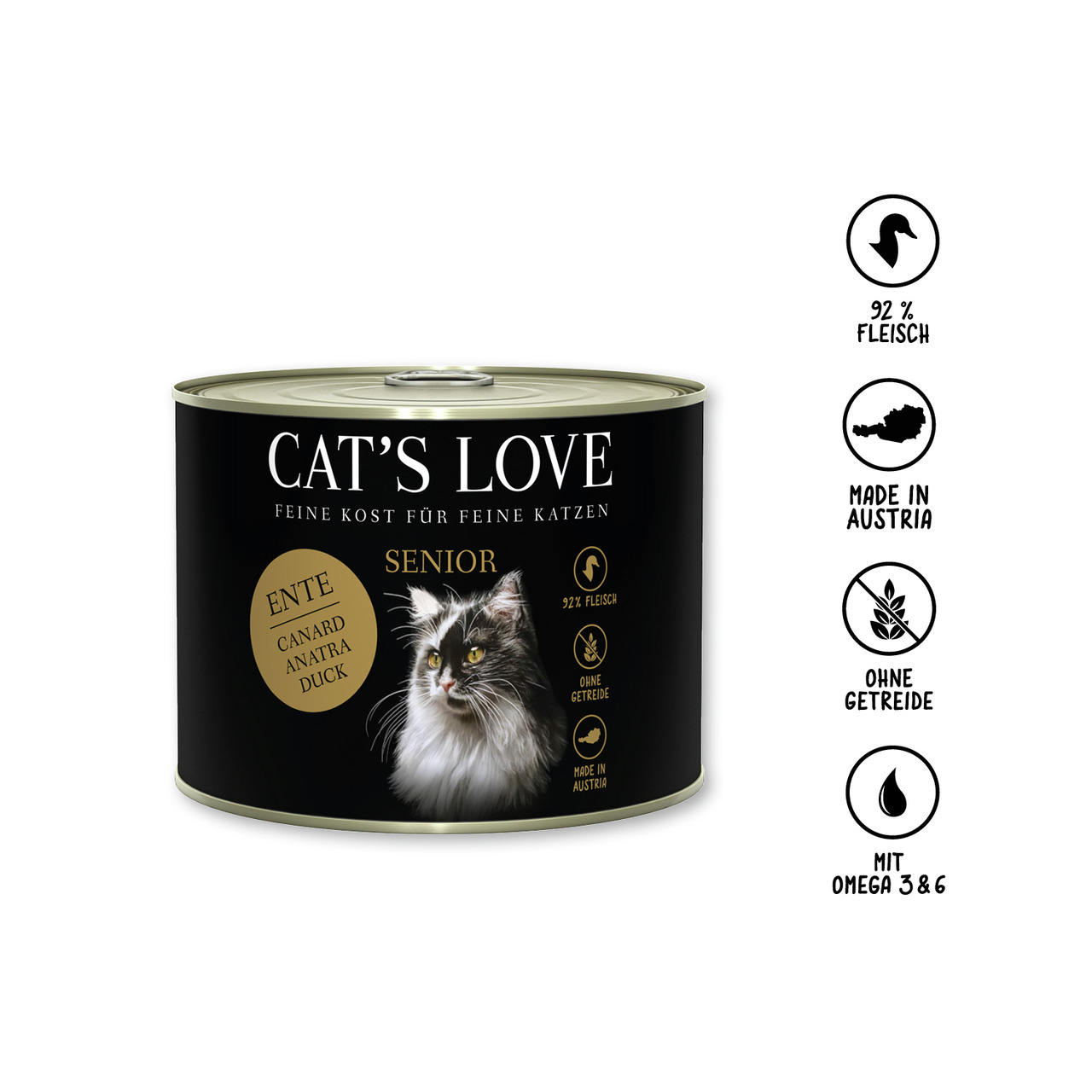 Sparpaket 6 x 200 g Cat's Love Senior Ente Katzen Nassfutter