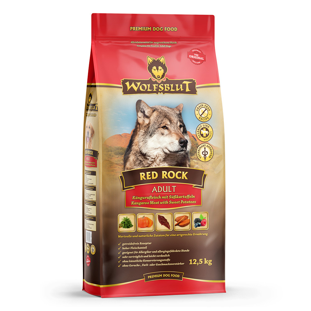 WOLFSBLUT Red Rock Kängurufleisch mit Süßkartoffeln 12,5kg Hundetrockenfutter