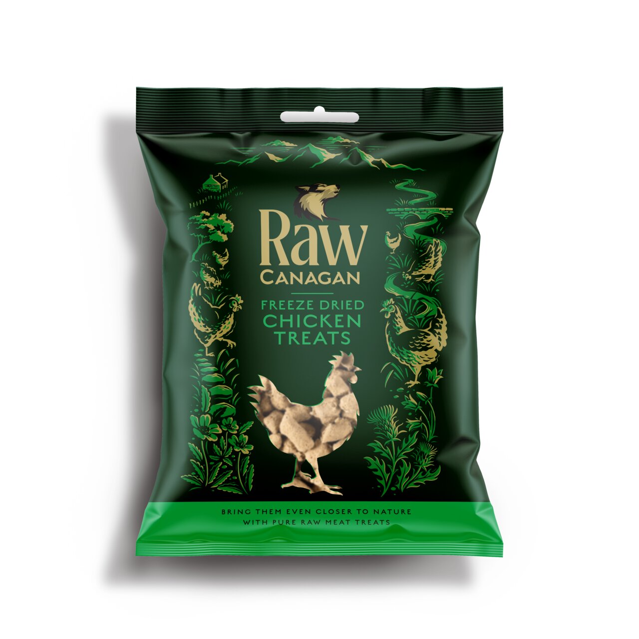 Canagan Raw Chicken Treats, für Hunde, Geschmacksrichtung Huhn, gefriergetrocknet, 100 g, natürliche Fleischsnacks.