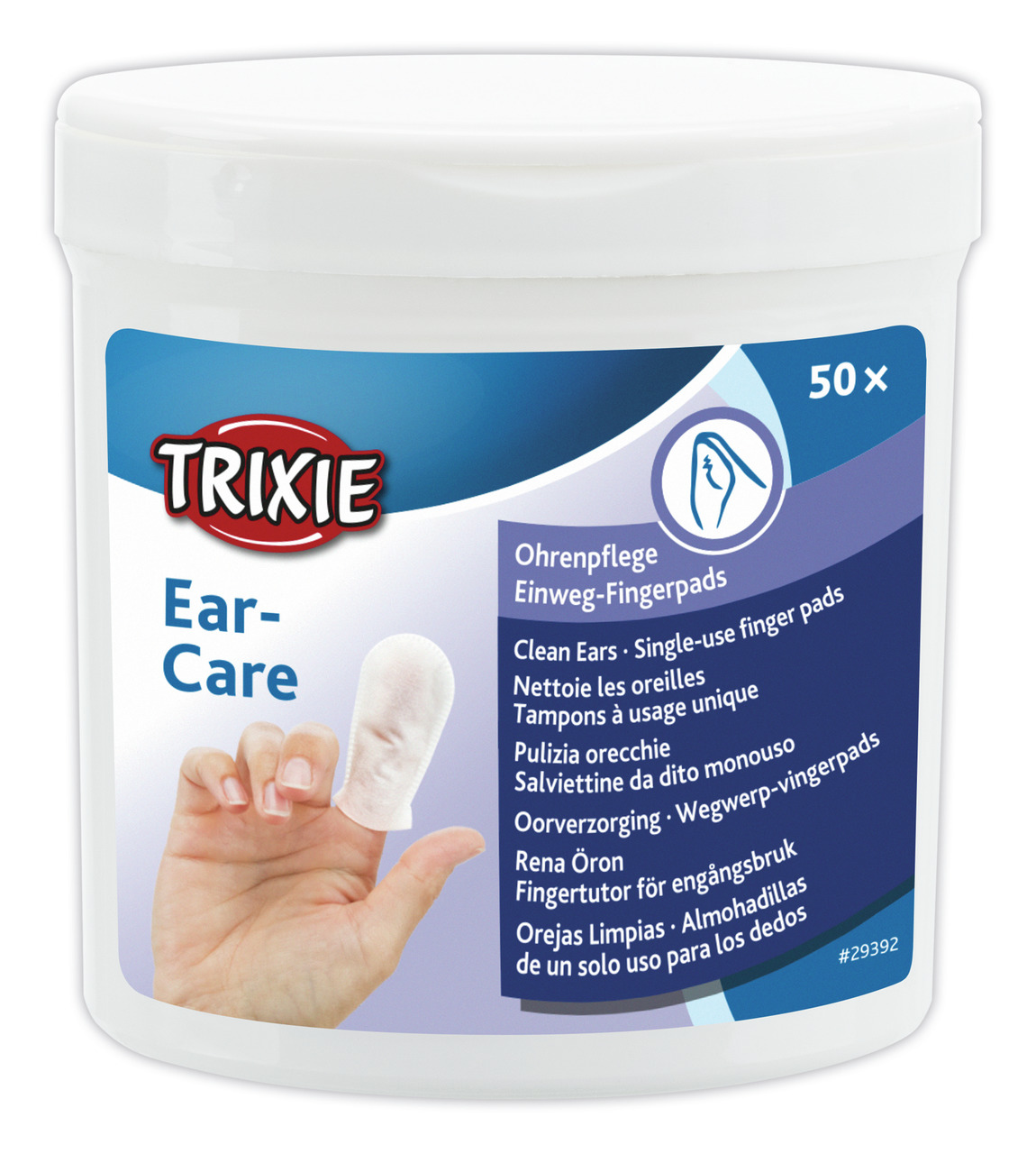 TRIXIE Ear-Care Einweg-Fingerpads, 50 Stk., für Hunde & Katzen, sanfte & hygienische Ohrenpflege.