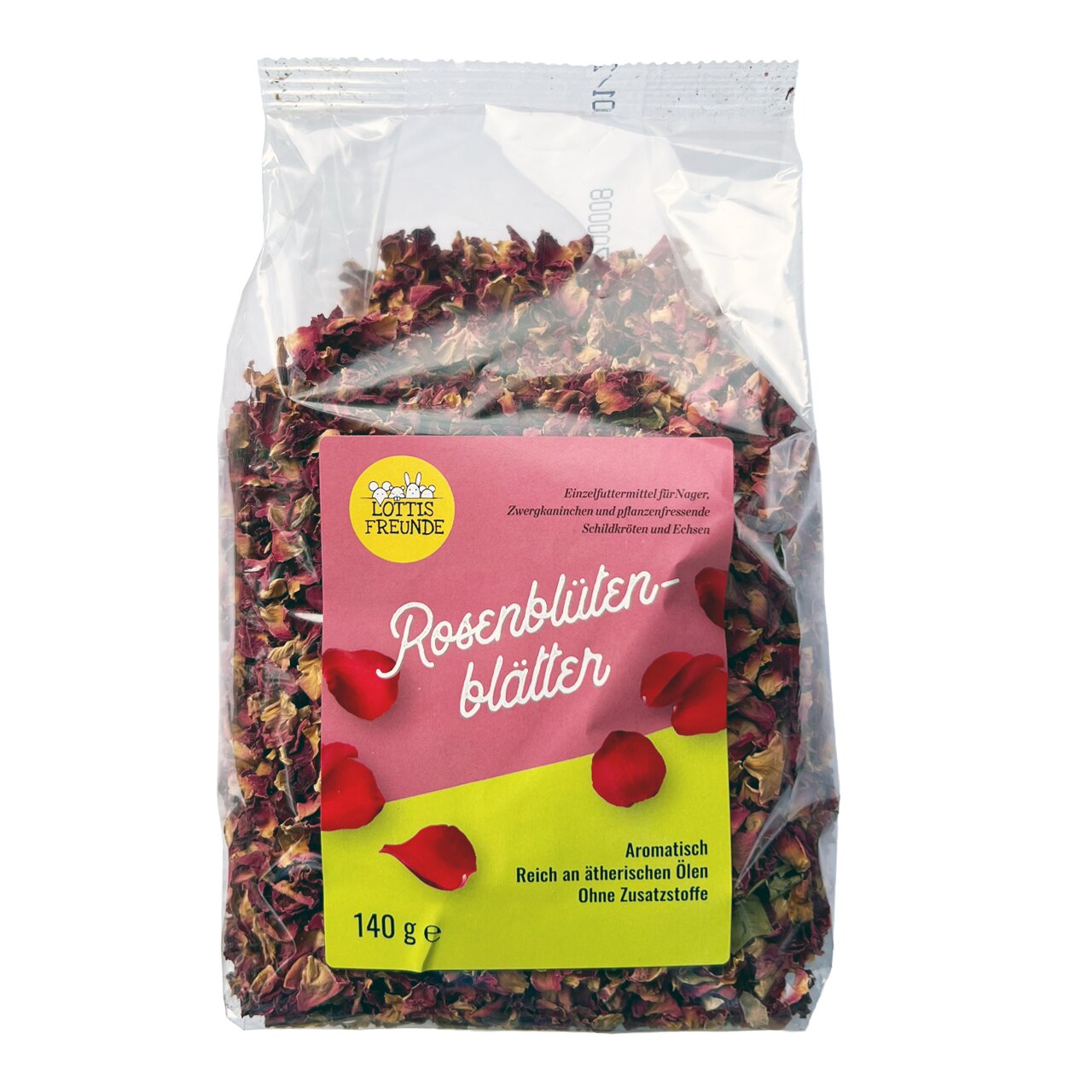 LOTTIS FREUNDE Rosenblütenblätter für Nager, Zwergkaninchen, Schildkröten und Echsen, aromatisch, 140 g, ohne Zusatzstoffe