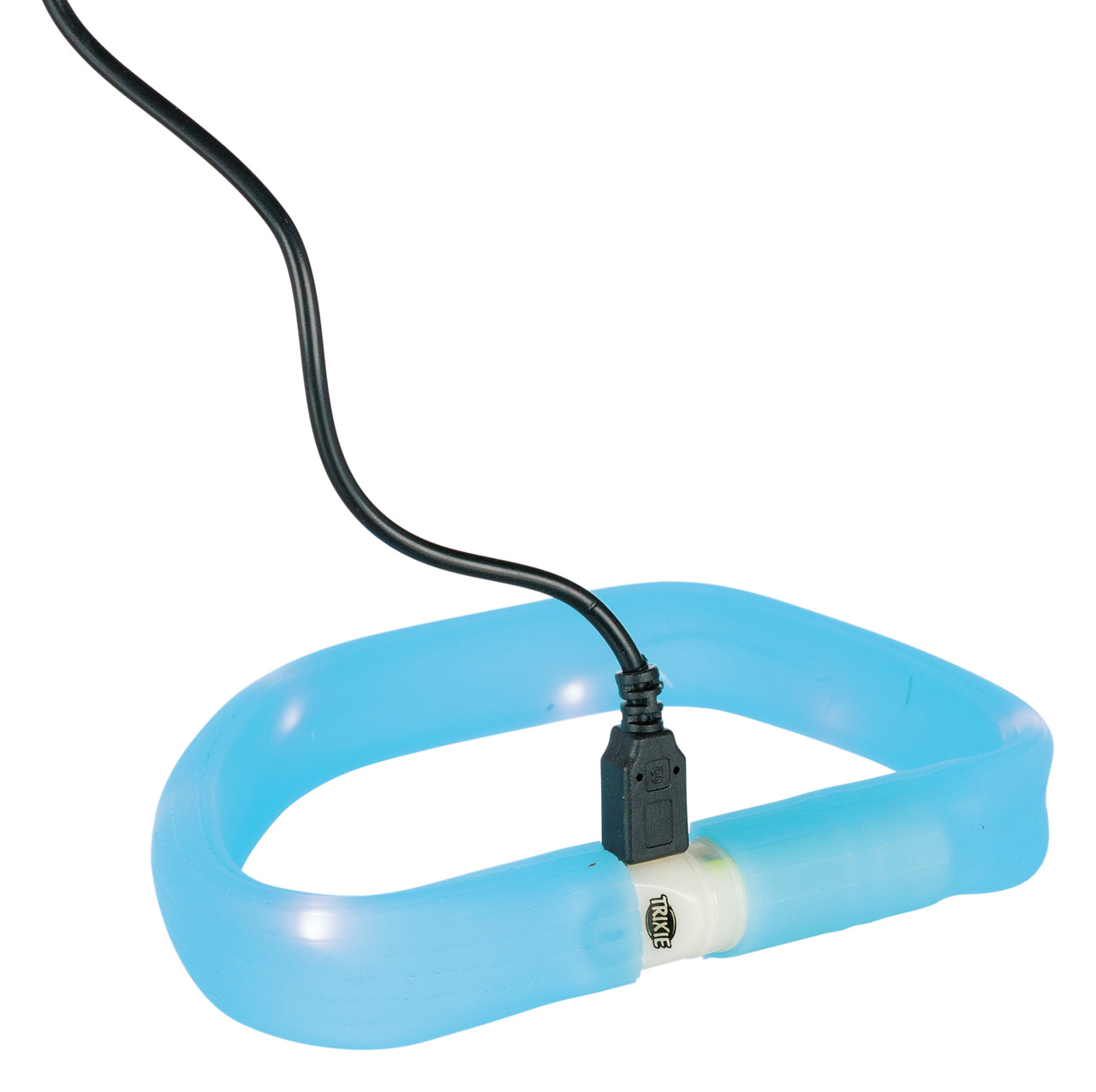 TRIXIE USB-Leuchthalsband, Hunde, Blau, für Sicherheit bei Dunkelheit, wiederaufladbar, leicht, flexibel, anpassbar.