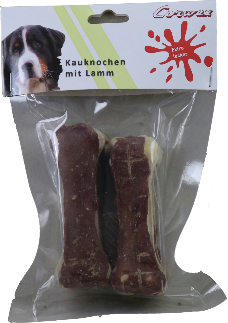 Corwex Kauknochen mit Lamm 10 cm Hunde Snack 2 Stück