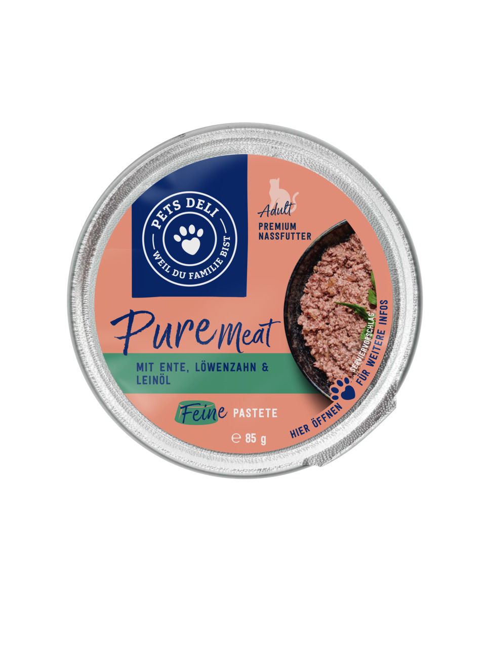 Pets Deli Pure Meat Ente 85 Gramm Katzennassfutter